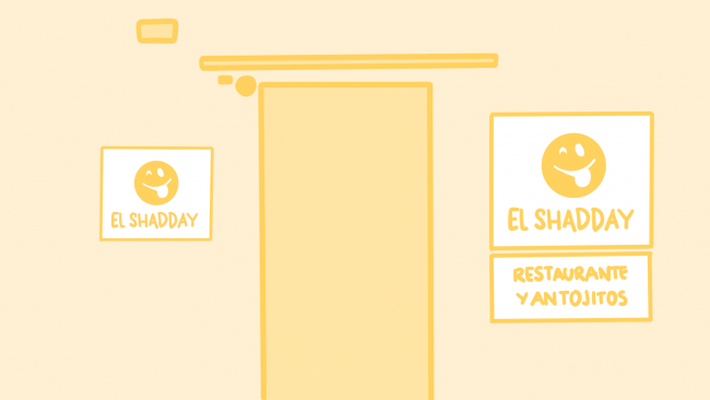 Ilustración del nombre "El Shadday" para el local de Doña Idalia