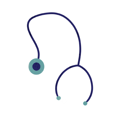 Ilustración fonendoscopio azul