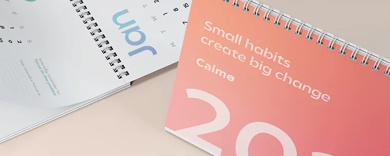 Diseño de portada e interior del calendario de hábitos