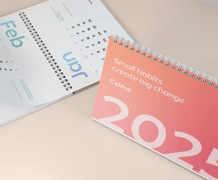 Diseño de portada e interior del calendario de hábitos